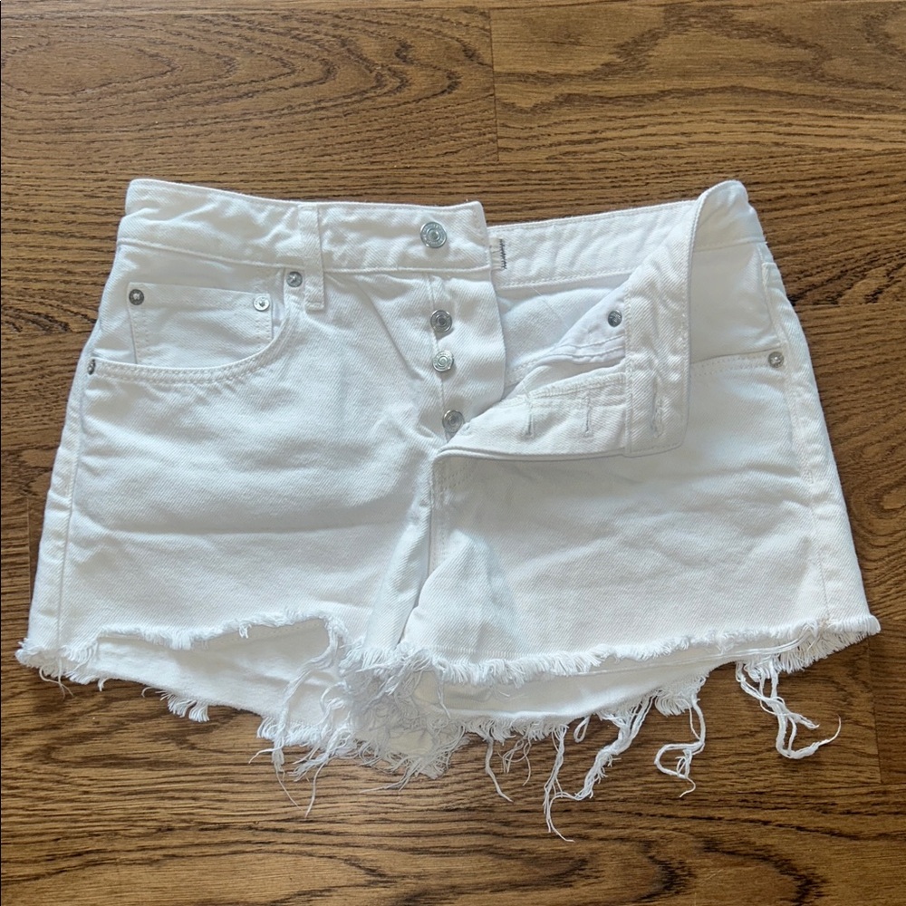 Free People White Jean Shorts